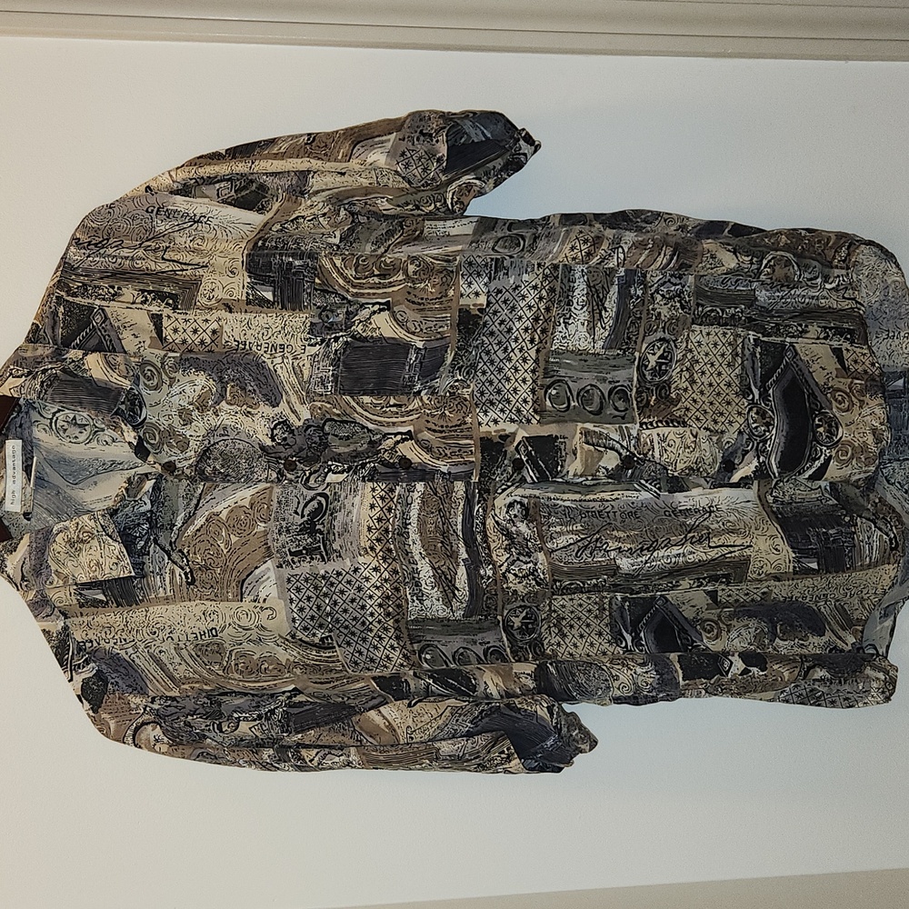 90s High Advantage 100% Silk Button Down Sz Med, Exc Vtg Condition